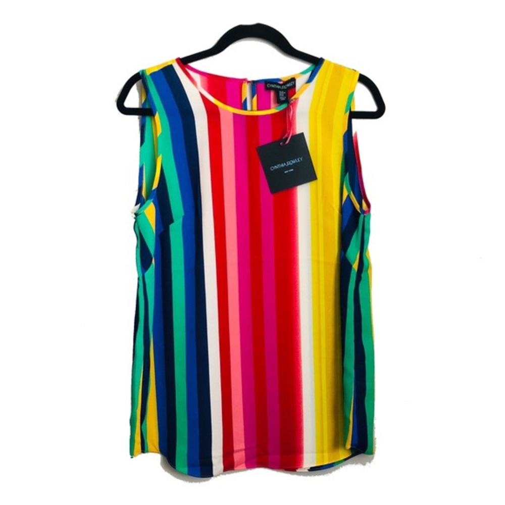 Cynthia Rowley Rainbow Striped Blouse | XL | NWT